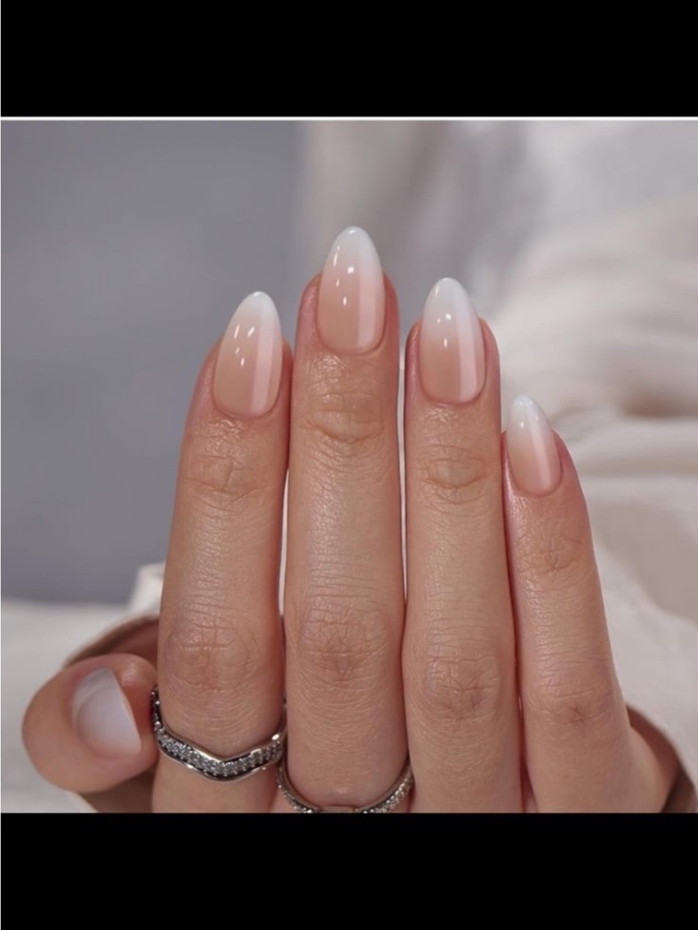 BTArtbox Ombre Nude to White Almond Nails